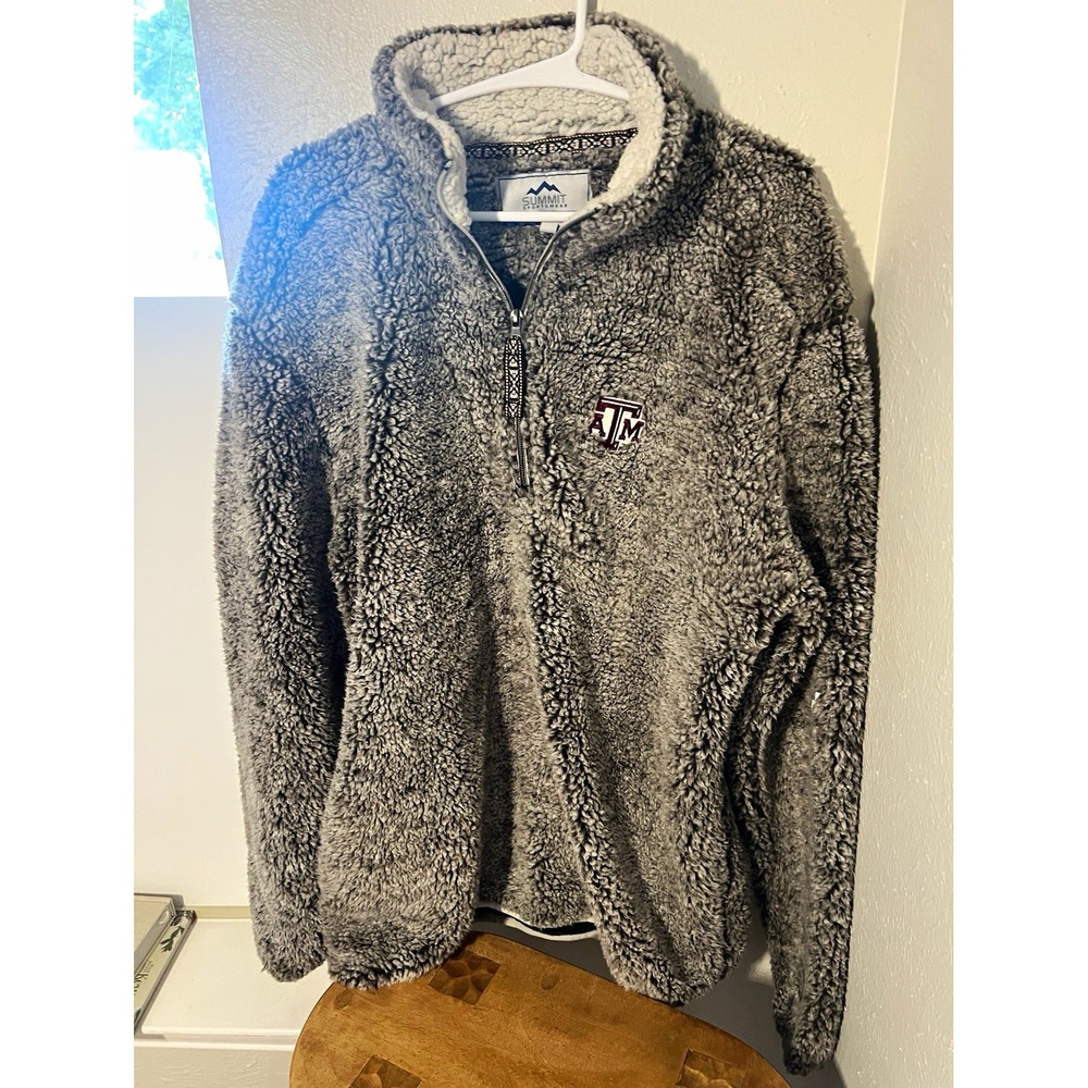 Texas A&M Aggies Summit Sherpa Fleece Pullover Men XL Gray 1/4 Zip NCAA